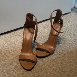 Classic Tan Ankle-Strap High Heel Sandals